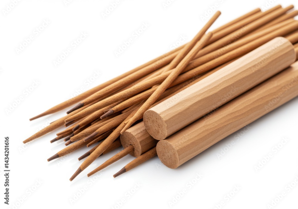 Pile of wooden incense sticks isolated on white background Pile of wooden incense sticks isolated on white background