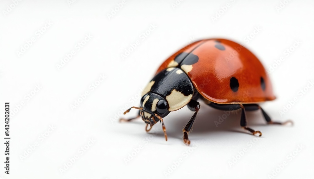Close-up of single ladybug on white background, minimalist, fauna Close-up of single ladybug on white background, minimalist, fauna