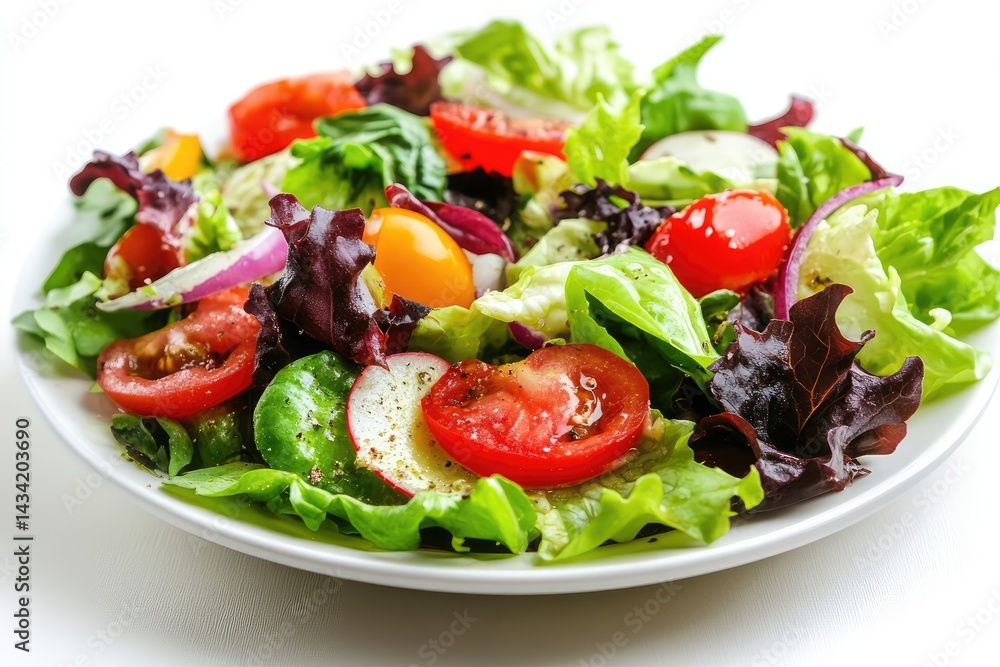 Mixed salad on a plate. AI generated illustration. Mixed salad on a plate. AI generated illustration.