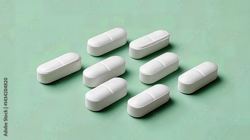 White tablets are neatly placed on a soft pastel green backdrop, creating a clean, minimalist look.
White tablets are neatly placed on a soft pastel green backdrop, creating a clean, minimalist look.