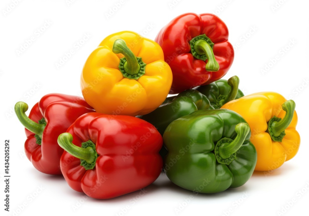 Pile of bell peppers isolated on white Pile of bell peppers isolated on white