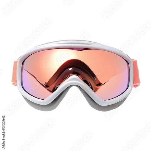 Realistic image of premium skiing goggles for narrow face shapes, featuring a low-profile design on transparent png background. Ai generated