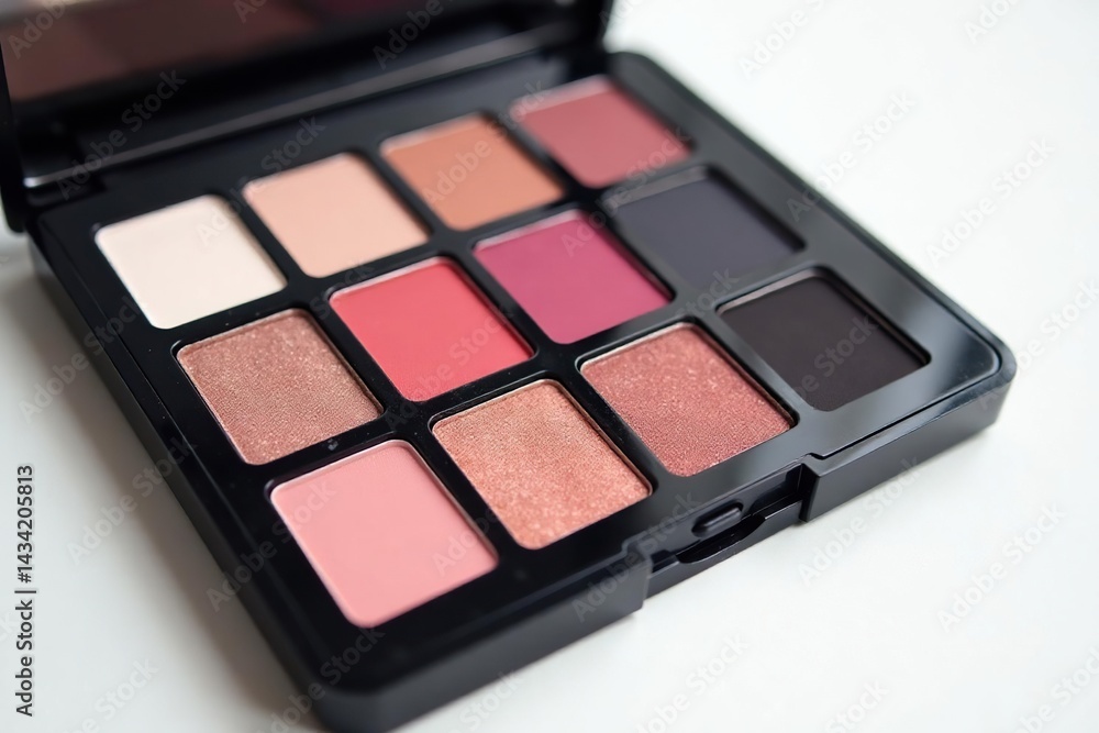 Luxury eyeshadow palette, pristine white setting, fashion, highlighter Luxury eyeshadow palette, pristine white setting, fashion, highlighter