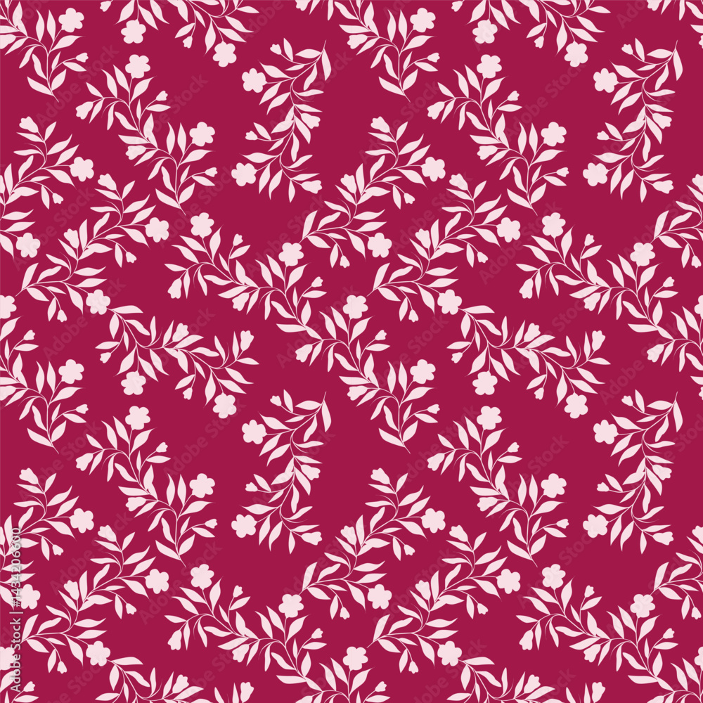 Fototapeta premium Christmas seamless pattern with berry and pine branch, winter design, hand drawn elements