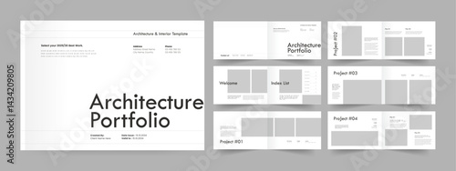 Landscape Portfolio Design, Architecture Portfolio, A4 Portfolio Layout, Graphic Design Portfolio Template. White Portfolio