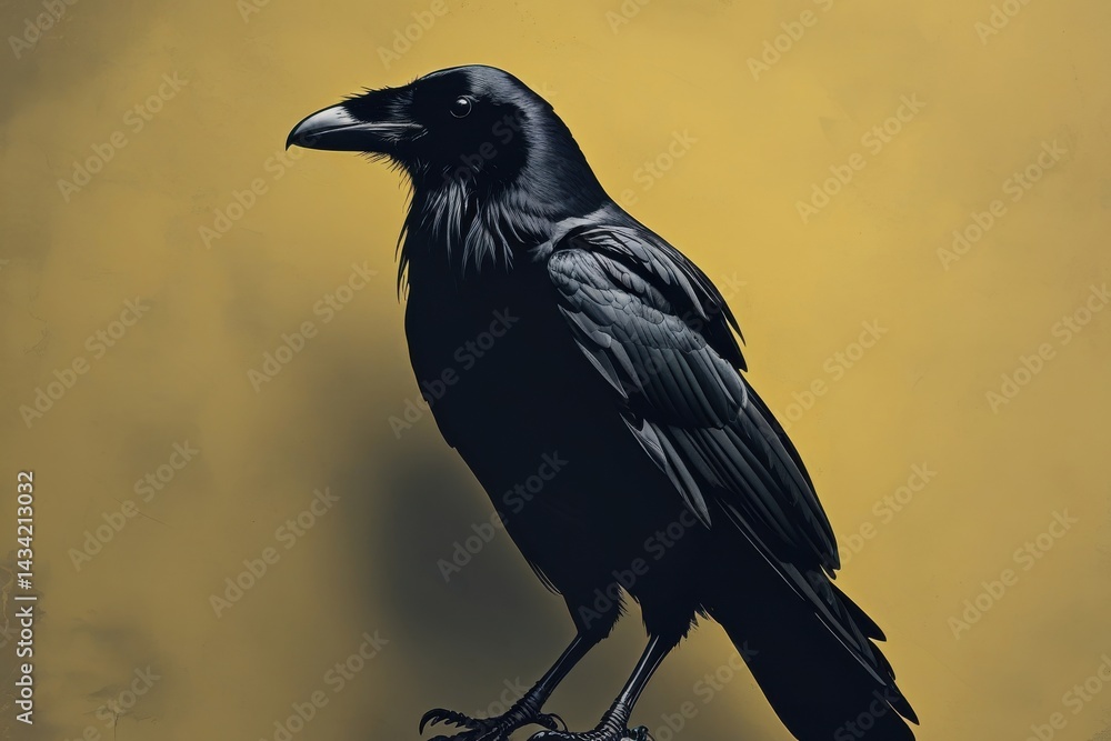 Fototapeta premium Raven perched on display