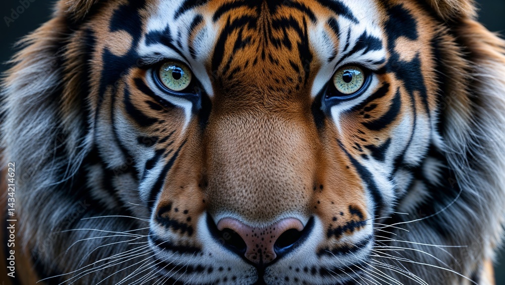 Fototapeta premium Fierce Bengal Tiger Close-Up with Piercing Gaze and Detailed Fur