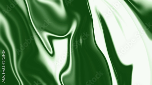 Abstract Green Silk Texture with Flowing Fluid Motion