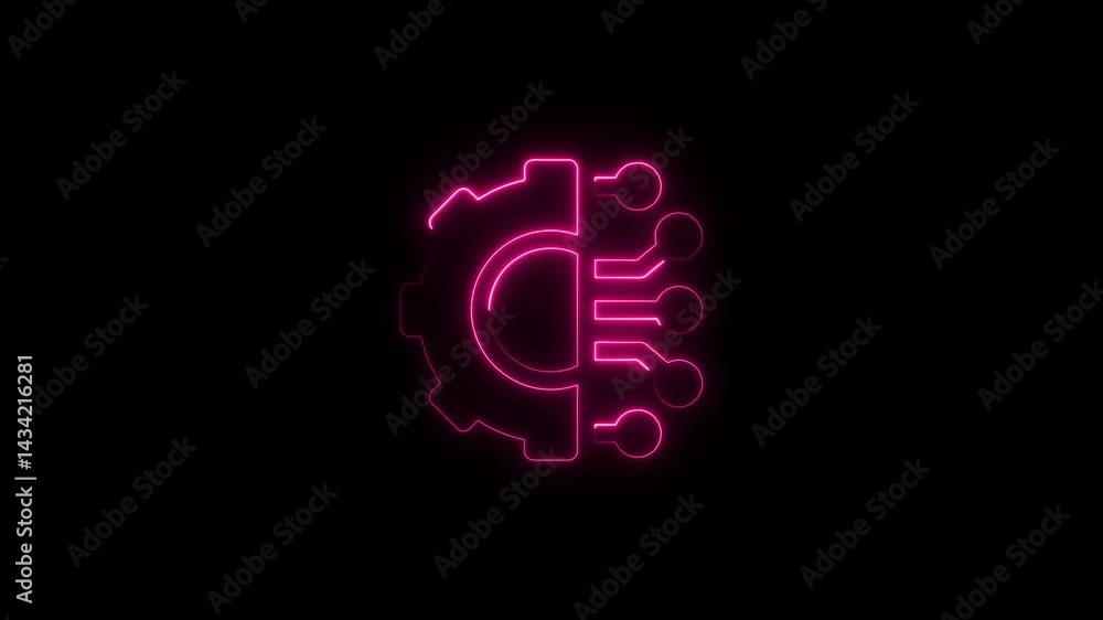 Glowing Neon Management Icon, Leadership and Organization Symbol, 4K Motion Graphic Animation on Black Background Glowing Neon Management Icon, Leadership and Organization Symbol, 4K Motion Graphic Animation on Black Background