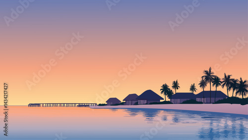 Maldives Travel Poster Style Illustration