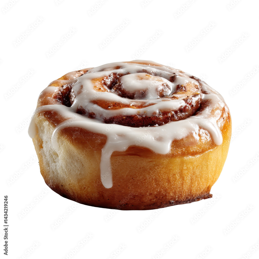 Fototapeta premium Classic Cinnamon Roll with Sweet Icing Drizzle