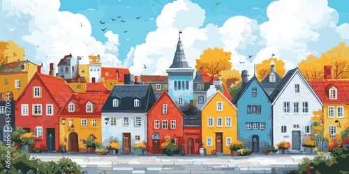 winter landscape with houses
