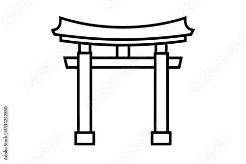 Wooden gate design as a simple brown vector symbol at a Japanese temple entrance