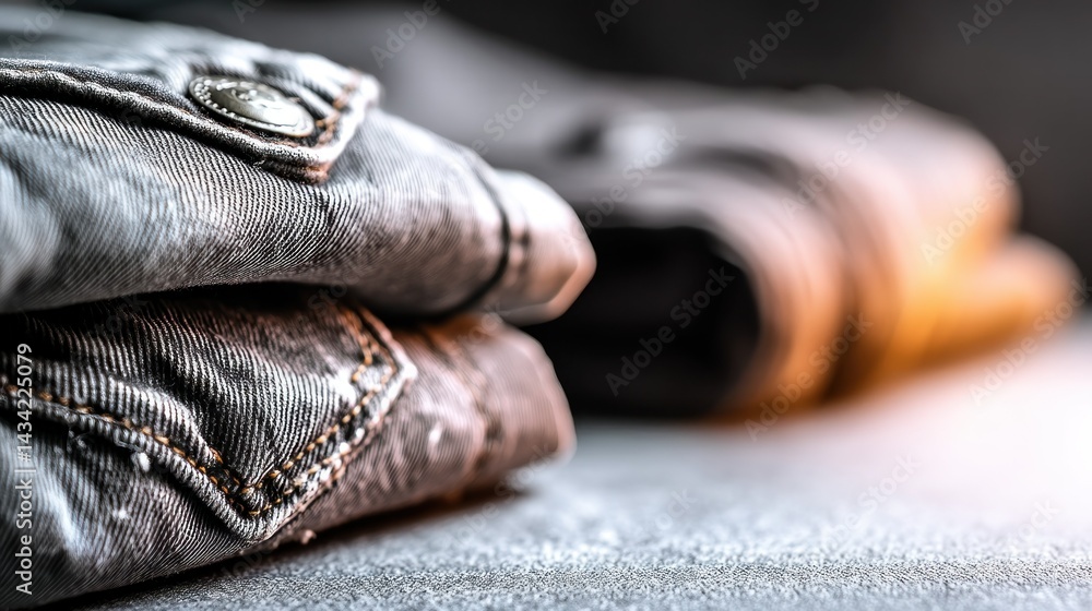 Fototapeta premium Folded clothing details of fabric texture and buttons