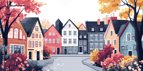 winter landscape with houses