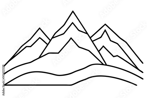 A vector illustration captures a snowy mountain landscape under a setting sun, evoking travel and nature