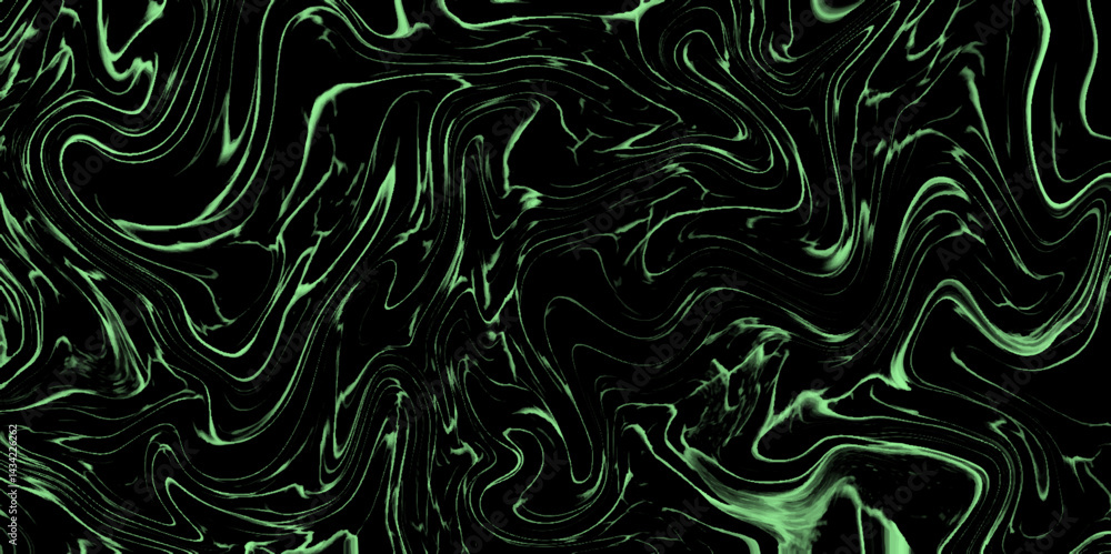 Green irregular pattern set against a black background. Luxurious emerald, black marble abstract texture for elegant interior design and stone surfaces. liquid metal close-up, wide horizontal banner Green irregular pattern set against a black background. Luxurious emerald, black marble abstract texture for elegant interior design and stone surfaces. liquid metal close-up, wide horizontal banner