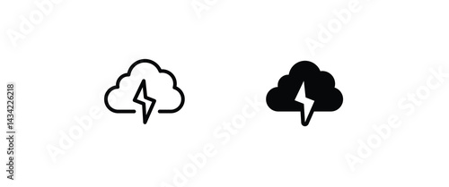 Storm Icon Rainstorm, cloud lightning icon button, vector, sign, symbol, logo, illustration, editable stroke, flat design style isolated on white
