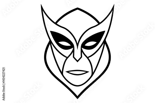 A black masquerade mask, a theatrical disguise often used in carnival or opera, is isolated on a white background, representing both comedy and tragedy
