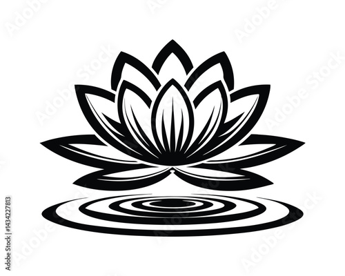 black and white lotus flower vector illustration