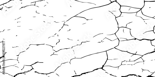 Transparent Background Vector Texture of Grunge Cracks and Fractured Earth – Realistic Dry Soil Pattern with Rough Distressed Overlay for Creative Use
