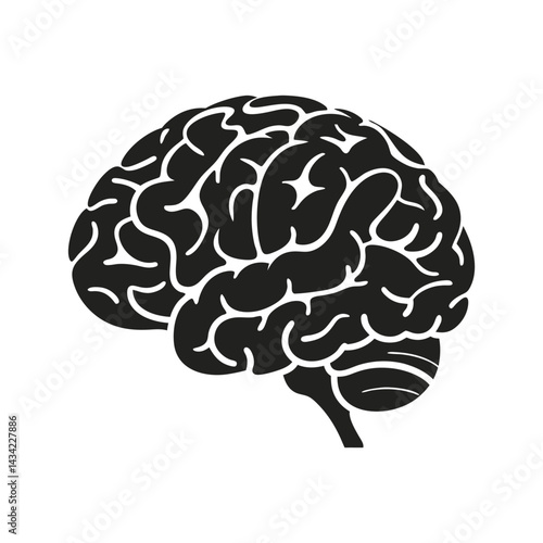 stylized human brain illustration with bold lines