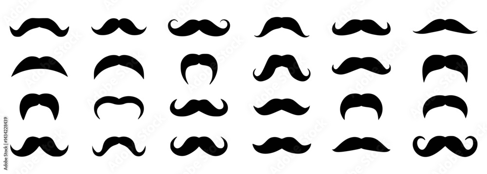 Collection of Various Mustache Icons and Silhouettes Collection of Various Mustache Icons and Silhouettes