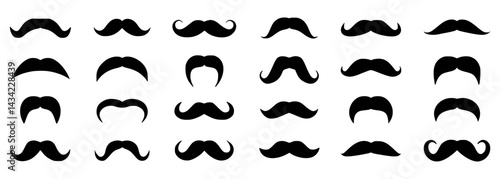 Collection of Various Mustache Icons and Silhouettes
