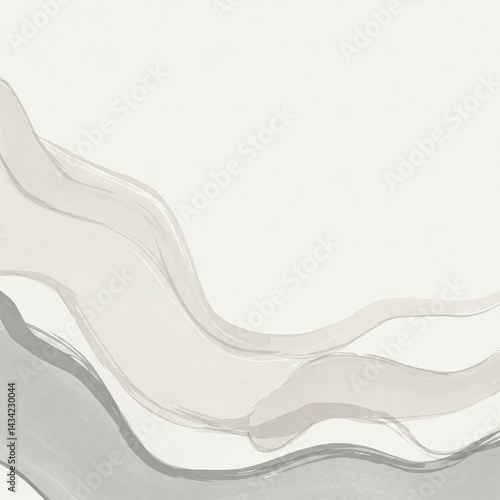 Japandi Style Wallpaper Watercolor Brushstroke Soft Grey Beige Off-White