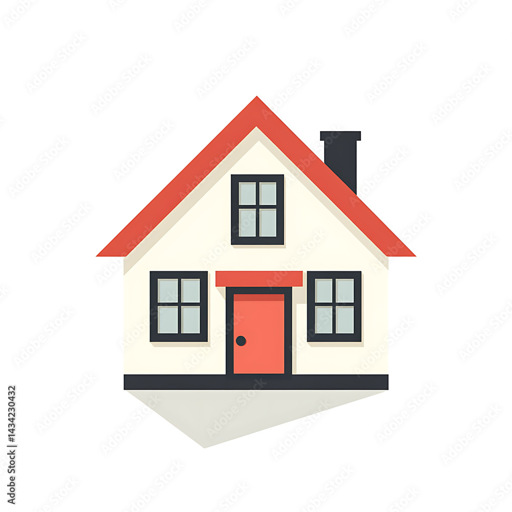 Flat icon of a house, in a simple and minimalist style. Flat icon of a house, in a simple and minimalist style.