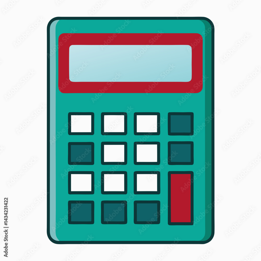 Cute Teal Calculator Illustration For Math Finances And Business Concepts Cute Teal Calculator Illustration For Math Finances And Business Concepts