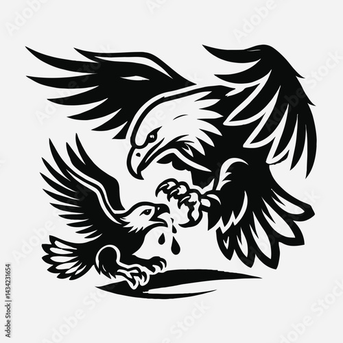 Eagle Feeding Her Eaglet in the Nest