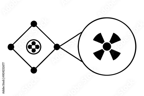 The yellow radiation warning sign, a nuclear symbol on a white background, signifies atomic danger and radioactive hazard, demanding caution and attention due to the toxic risk of nuclear energy and p
