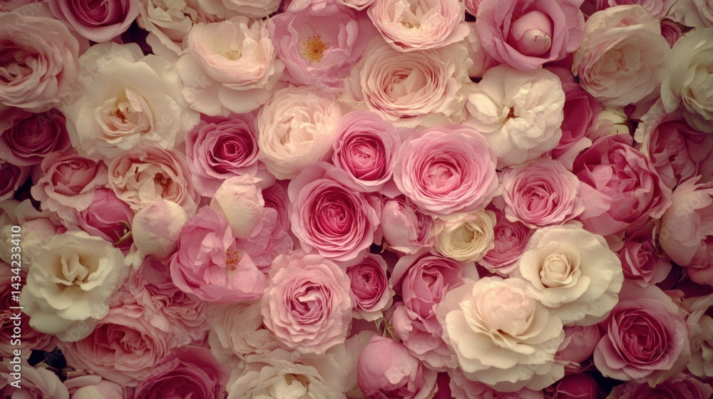 A profusion of pastel roses in various shades. A profusion of pastel roses in various shades.