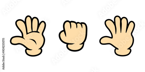 Set of different gestures hand. Set of hands in doodle style isolated human hands. Vector different hand positions