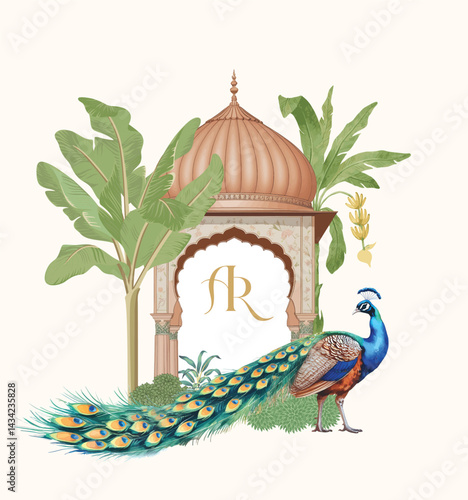 Mughal wedding invitation monogram design. Mughal Wedding Monogram Design.
