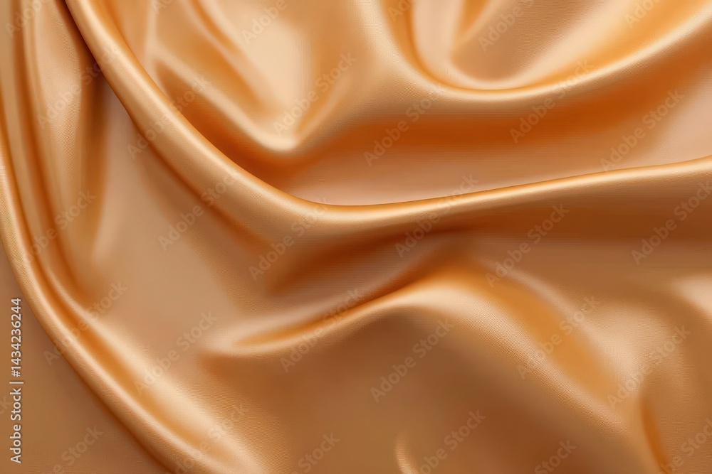 Fototapeta premium Smooth, luxurious folds of golden fabric texture.