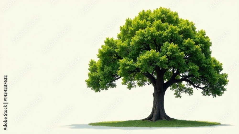 Lush Green Tree Isolated on White Background, Perfect for Environmental or Nature Themes, Representing Growth and Renewal Lush Green Tree Isolated on White Background, Perfect for Environmental or Nature Themes, Representing Growth and Renewal