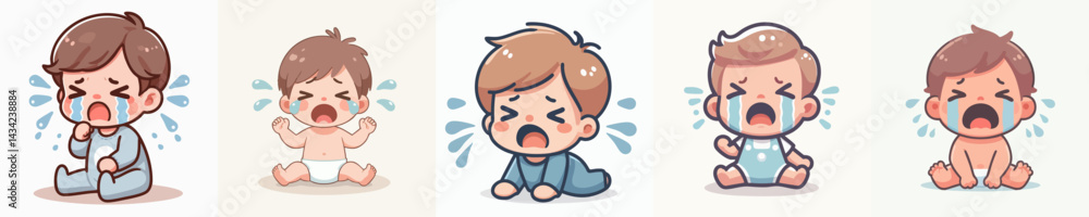 crying baby vector set crying baby vector set