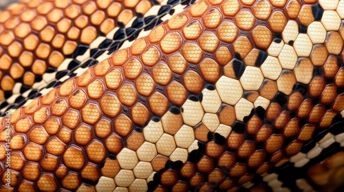 Close-up of Reptile Skin with Hexagonal Pattern and Smooth Texture