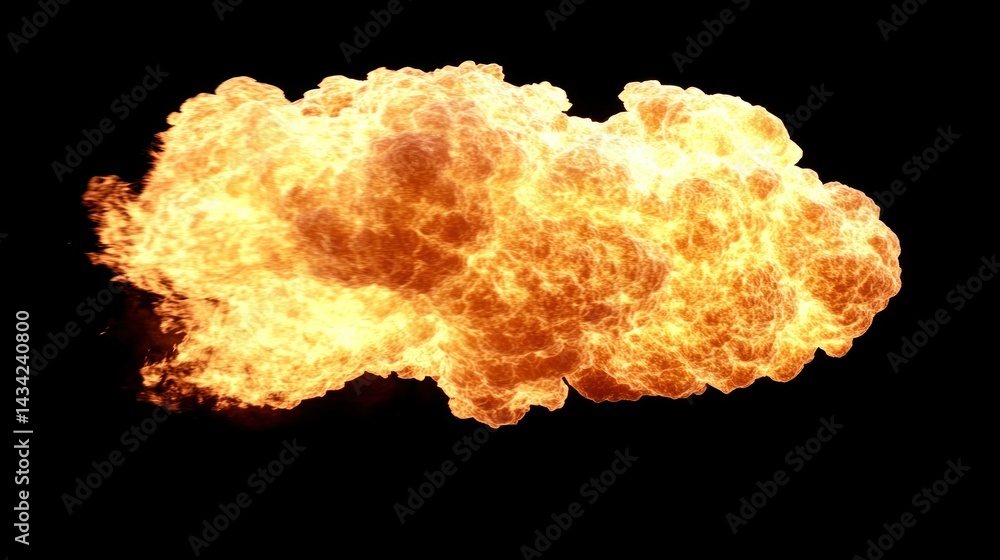 Fiery explosion, isolated on black, intense heat, visual effects, for film or game design Fiery explosion, isolated on black, intense heat, visual effects, for film or game design