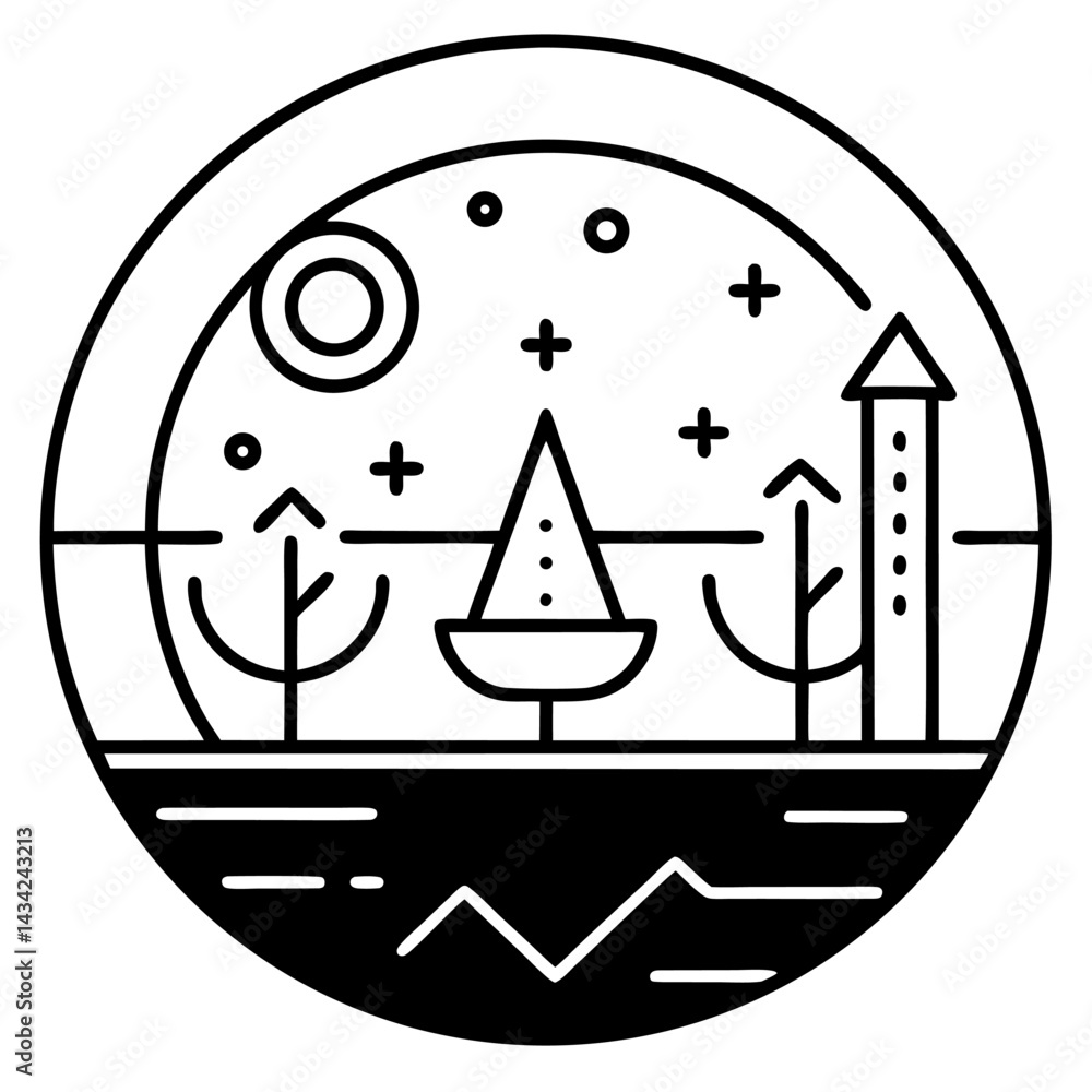A sailboat with a white sail glides on the blue sea, a nautical symbol of summer travel and a serene marine vacation A sailboat with a white sail glides on the blue sea, a nautical symbol of summer travel and a serene marine vacation