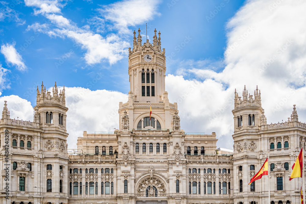 Close up with the facade of Cybele Palace (Palacio de Cibeles) in the center of Madrid. Close up with the facade of Cybele Palace (Palacio de Cibeles) in the center of Madrid.