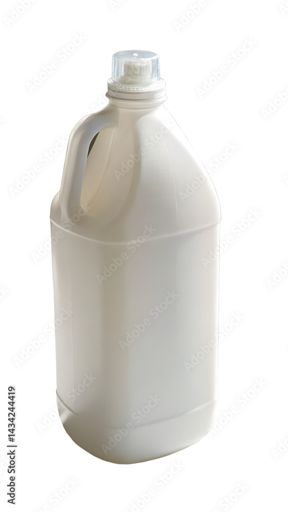 White Plastic Bottle with Handle and Cap Isolated in Transparent Background White Plastic Bottle with Handle and Cap Isolated in Transparent Background
