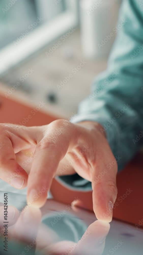 Hands, tablet and business person scroll online, research or compliance officer check email. Closeup, digital technology and worker with touchscreen for regulations, review policy or report in office Hands, tablet and business person scroll online, research or compliance officer check email. Closeup, digital technology and worker with touchscreen for regulations, review policy or report in office