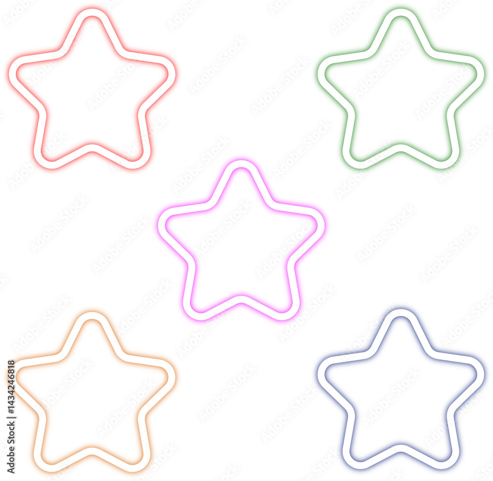 colorful neon stars png on isolated background colorful neon stars png on isolated background