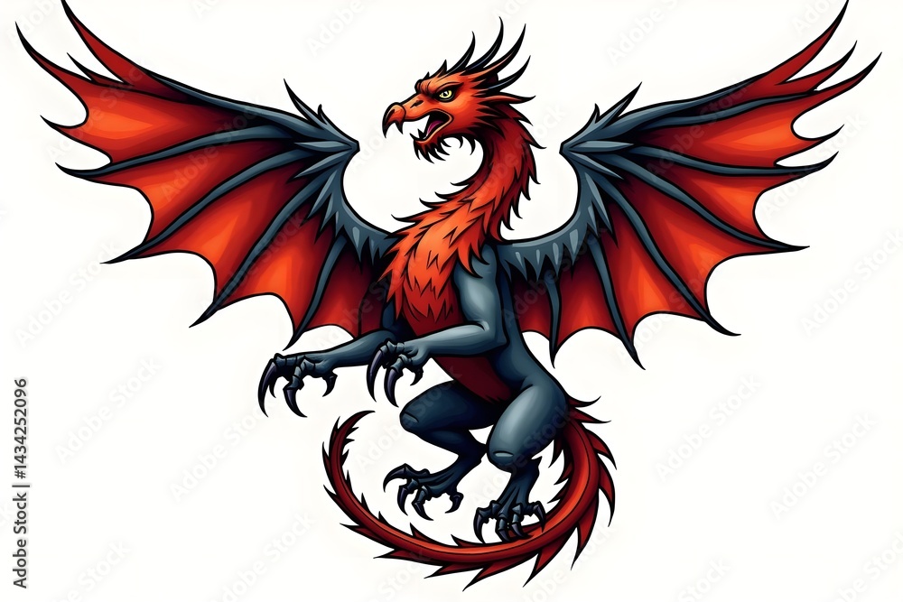 custom made wallpaper toronto digitalGriffin with Sharp Claws in Majestic American Traditional Tattoo Design