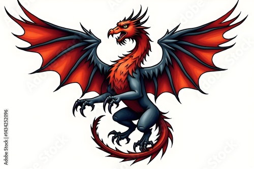 Wallpaper Mural Griffin with Sharp Claws in Majestic American Traditional Tattoo Design Torontodigital.ca