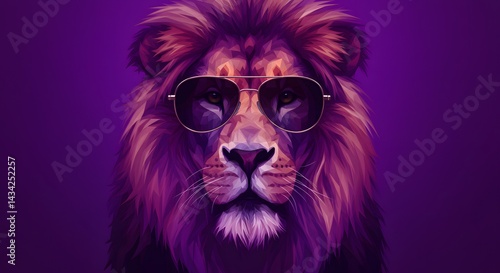 Lion Wearing Sunglasses Digital Art
