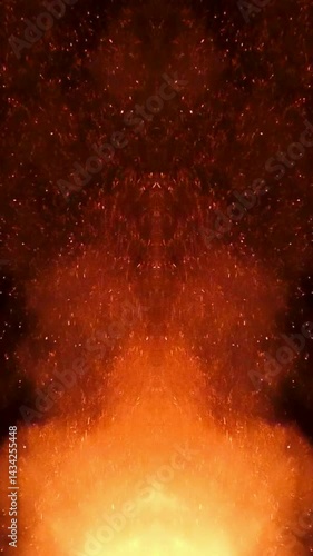 Vertical fire. The flame burns and kills life.
